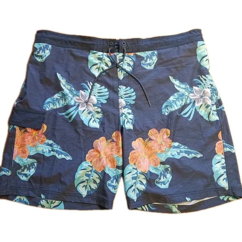 George Big Tall Swim Trunks Coral Hibiscus 2XL 44-46